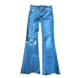 American Age Distressed Blue Flare Jeans